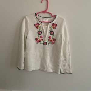 Hannah Andersson size 120 white and floral sweater